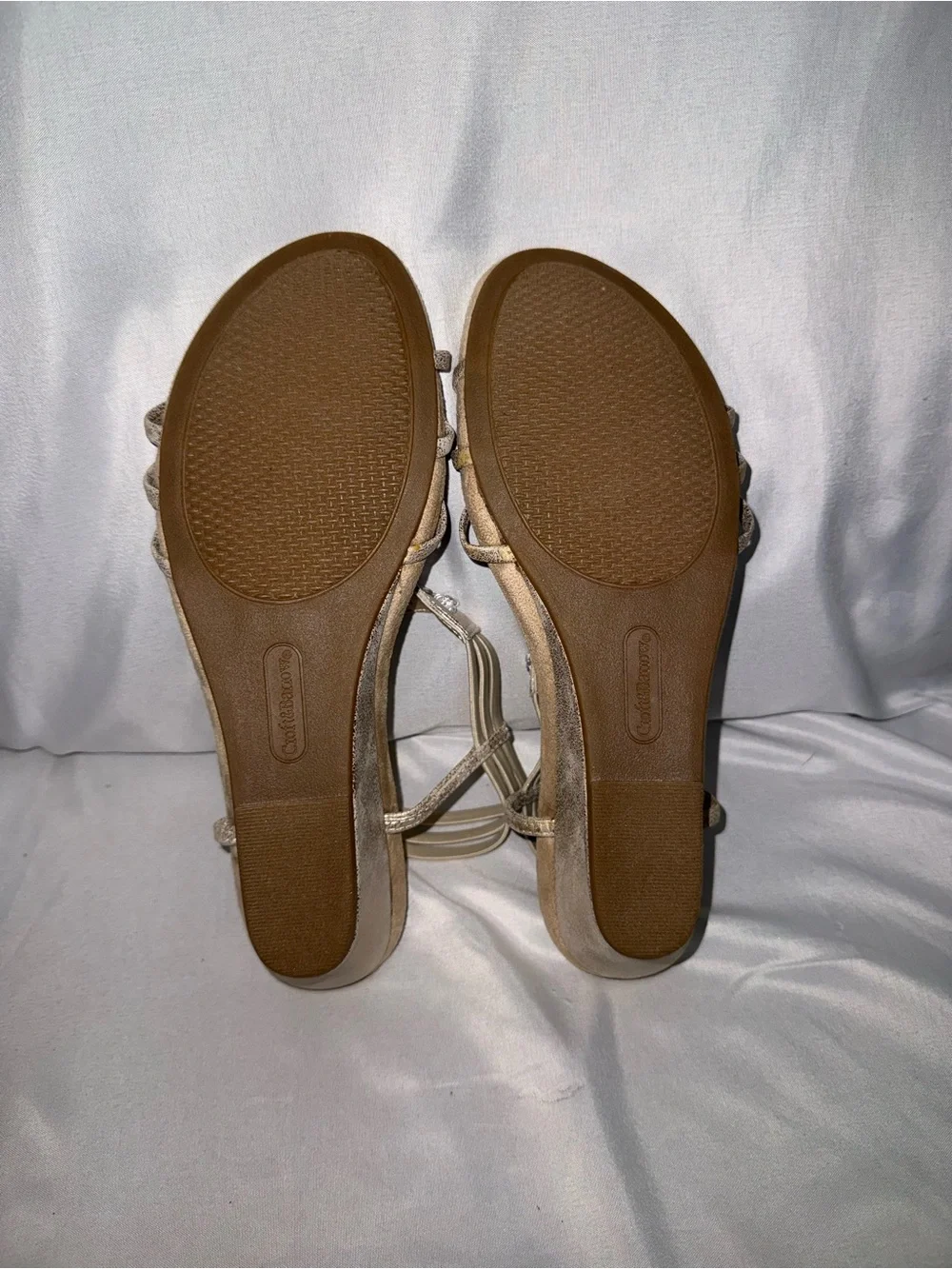 Women's Embellished Wedge Sandals - Nude/Gold